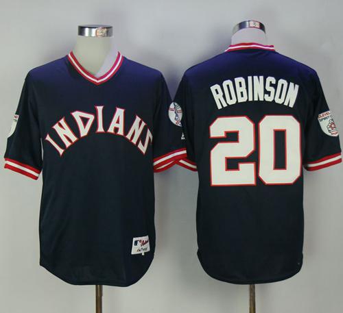 Indians #20 Eddie Robinson Navy Blue 1976 Turn Back The Clock Stitched MLB Jersey